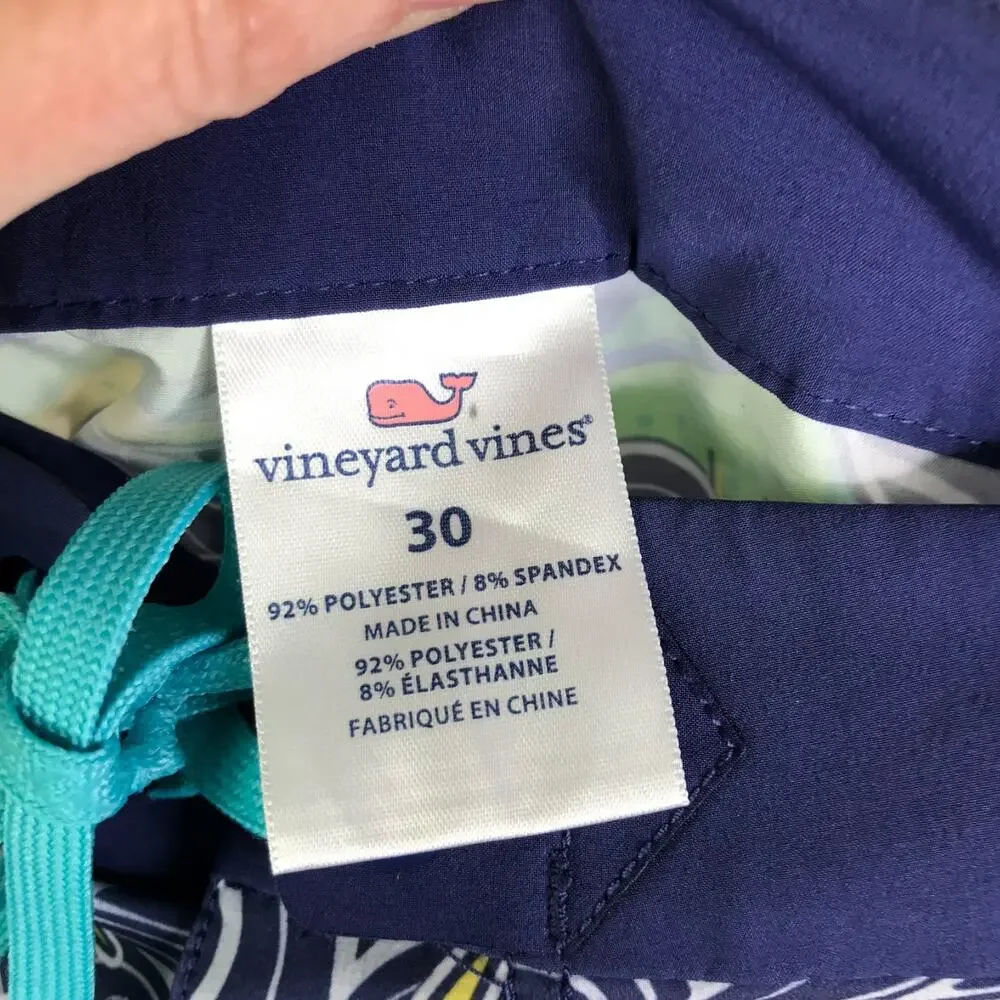 Vineyard Vines Board Shorts Men 30 Dolphin Fish Wave Laser Cut Board Shorts $145